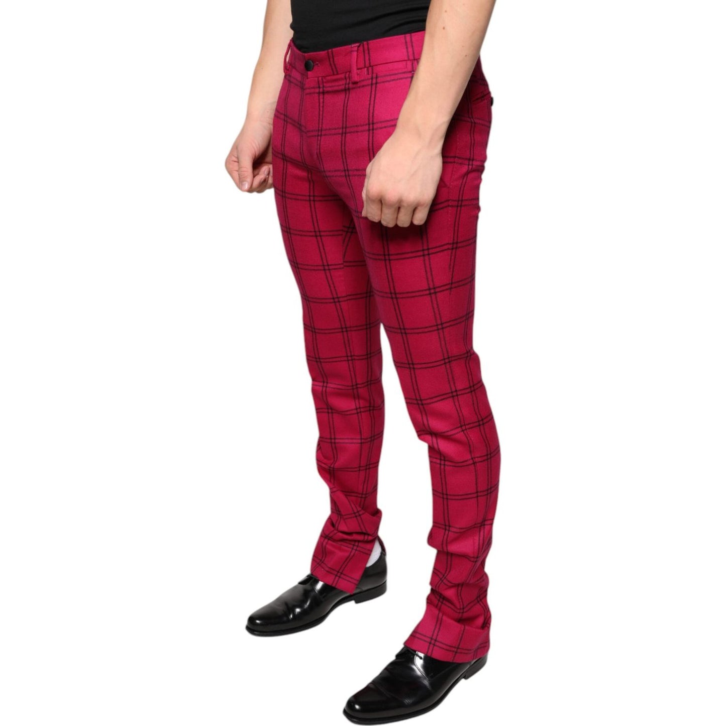 Dolce & Gabbana Pink Checkered Wool Skinny Pants PAN75295-48