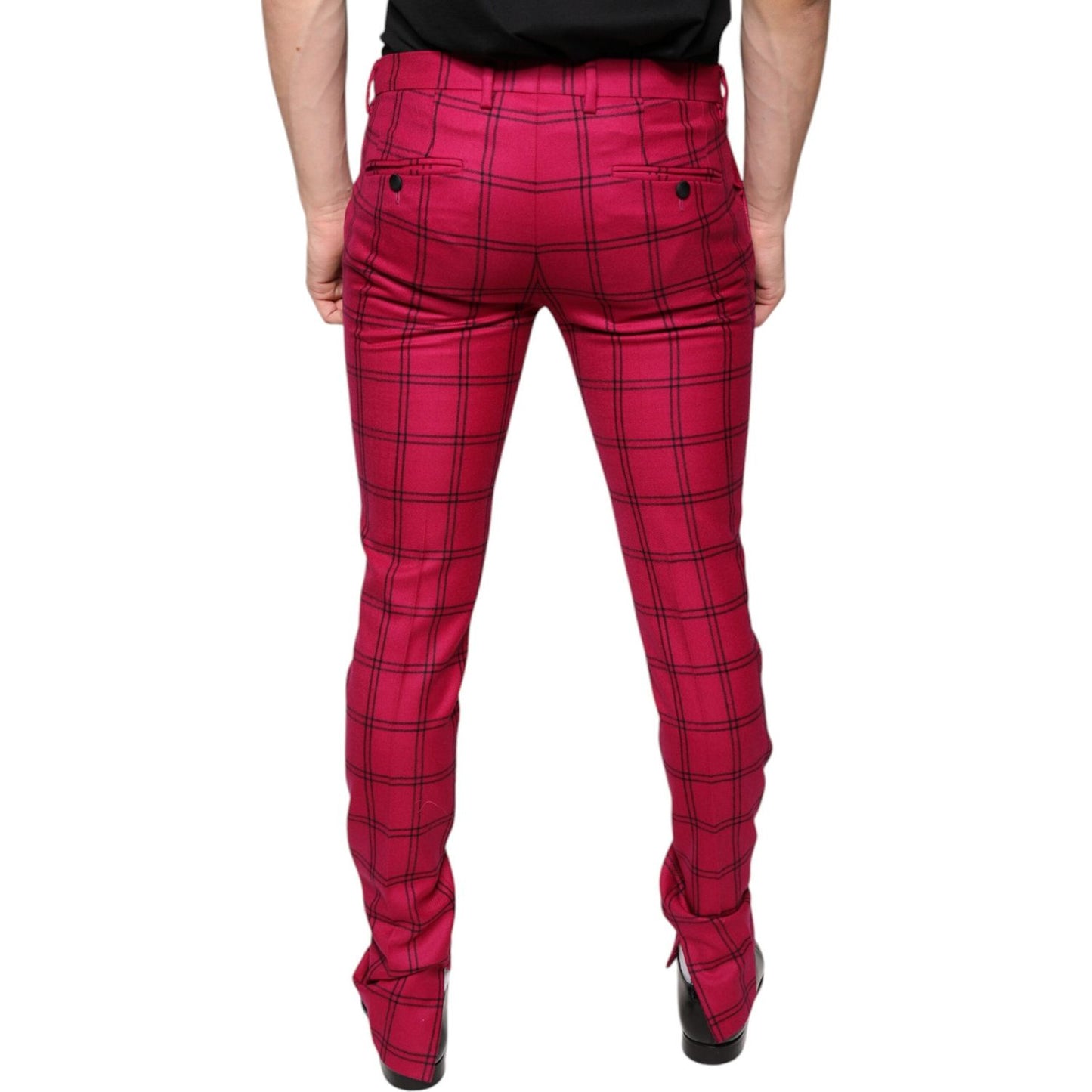 Dolce & Gabbana Pink Checkered Wool Skinny Pants PAN75295-48