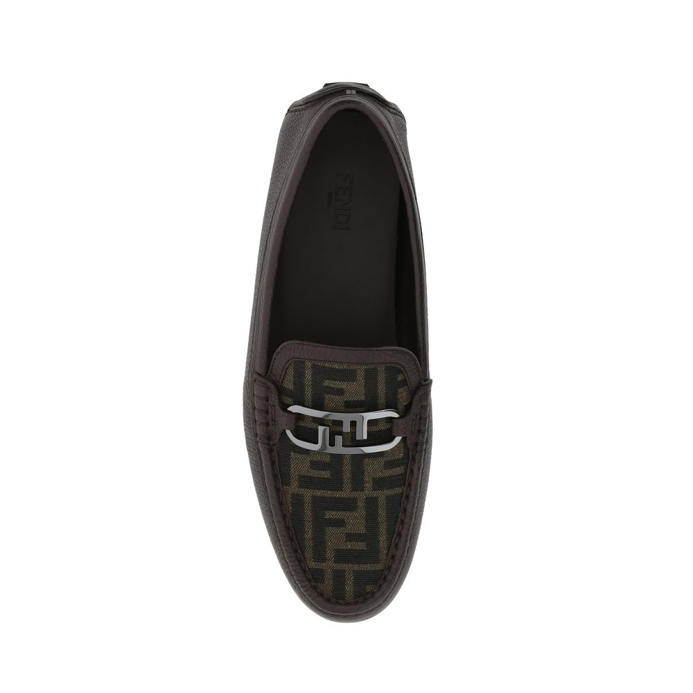 Fendi Brown Calfskin Slip-On Loafers