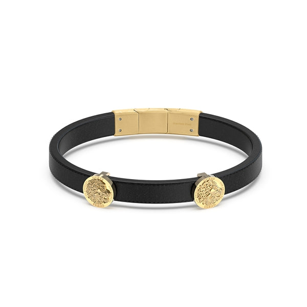 GUESS JEWELS JEWELRY Mod. JUMB03013JWYGT-U gold and black bracelet with coin accents
