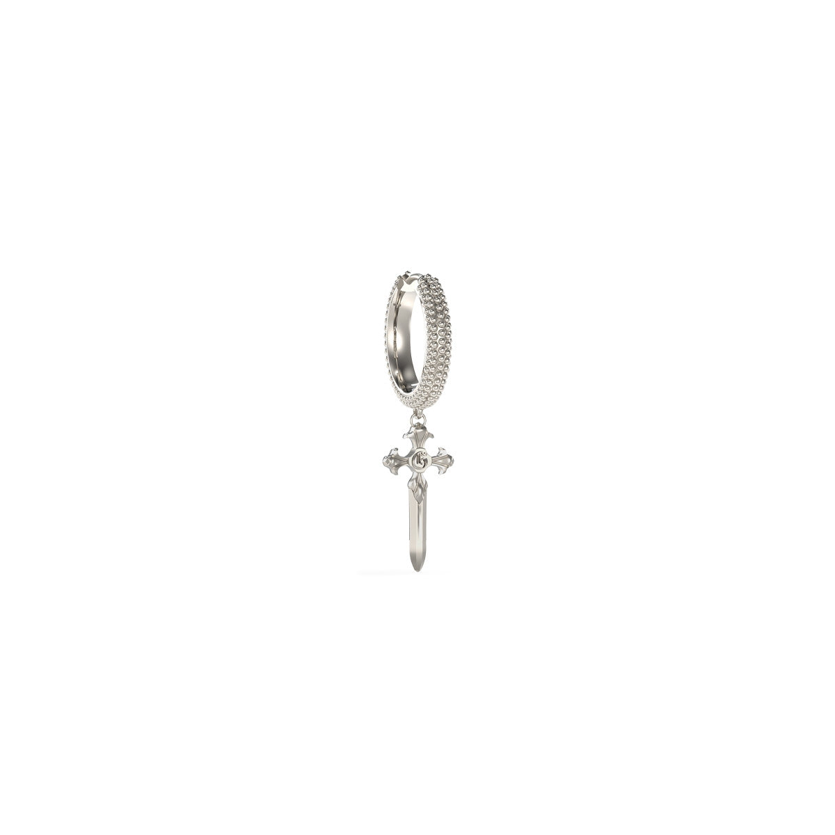 GUESS JEWELS JEWELRY Mod. JUME04025JWSTT-U silver hoop earring with cross pendant