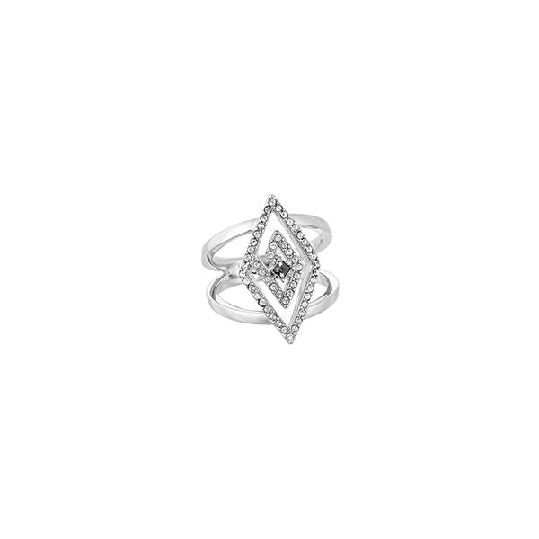 KARL LAGERFELD JEWELS JEWELRY Mod. 5483681 diamond-shaped silver ring with crystal detailing.