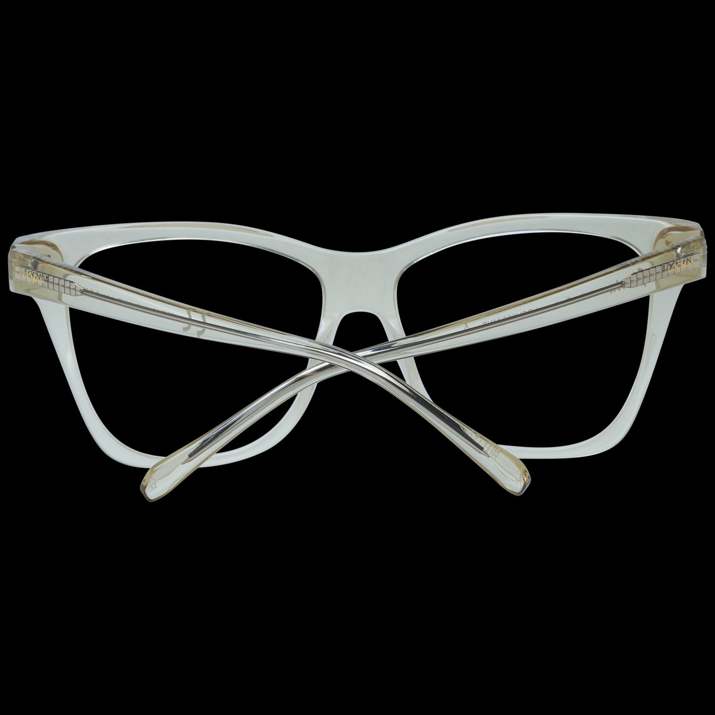 White cat-eye eyeglasses frame with a black background, showcasing elegant, stylish design suitable for a modern fashion statement.