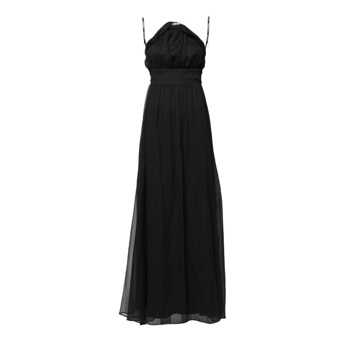 Marciano by Guess Black Tulle Pearl Sleeveless Long Gown Dress
