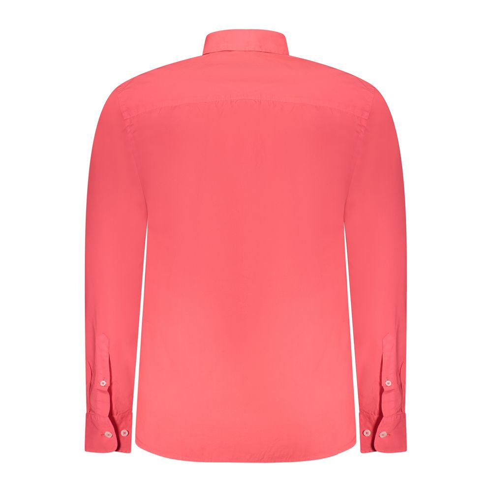 North Sails Red Cotton Shirt with long sleeves and button details, featuring embroidery and logo, ocean positive design.