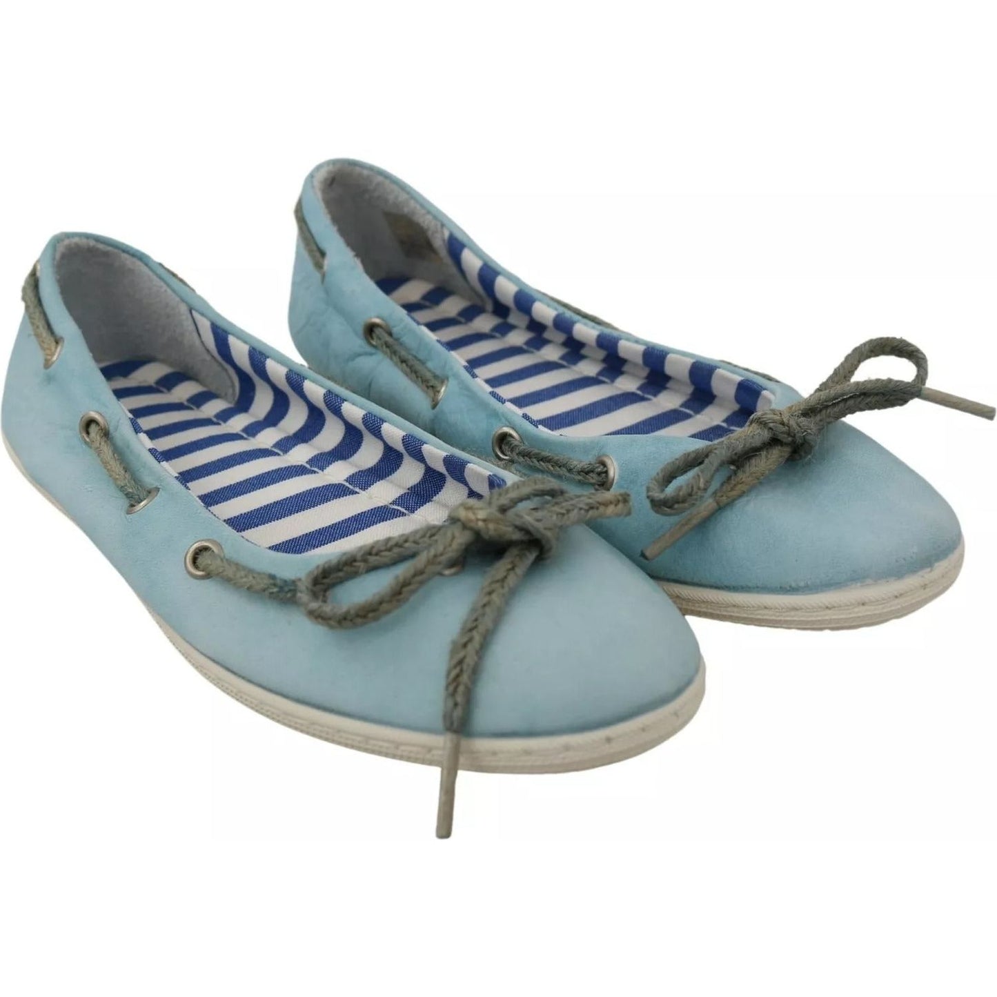 Pantofola D'Oro Sky Blue Suede Lace Bow Loafers Ballet Flat Shoes LA8396-37