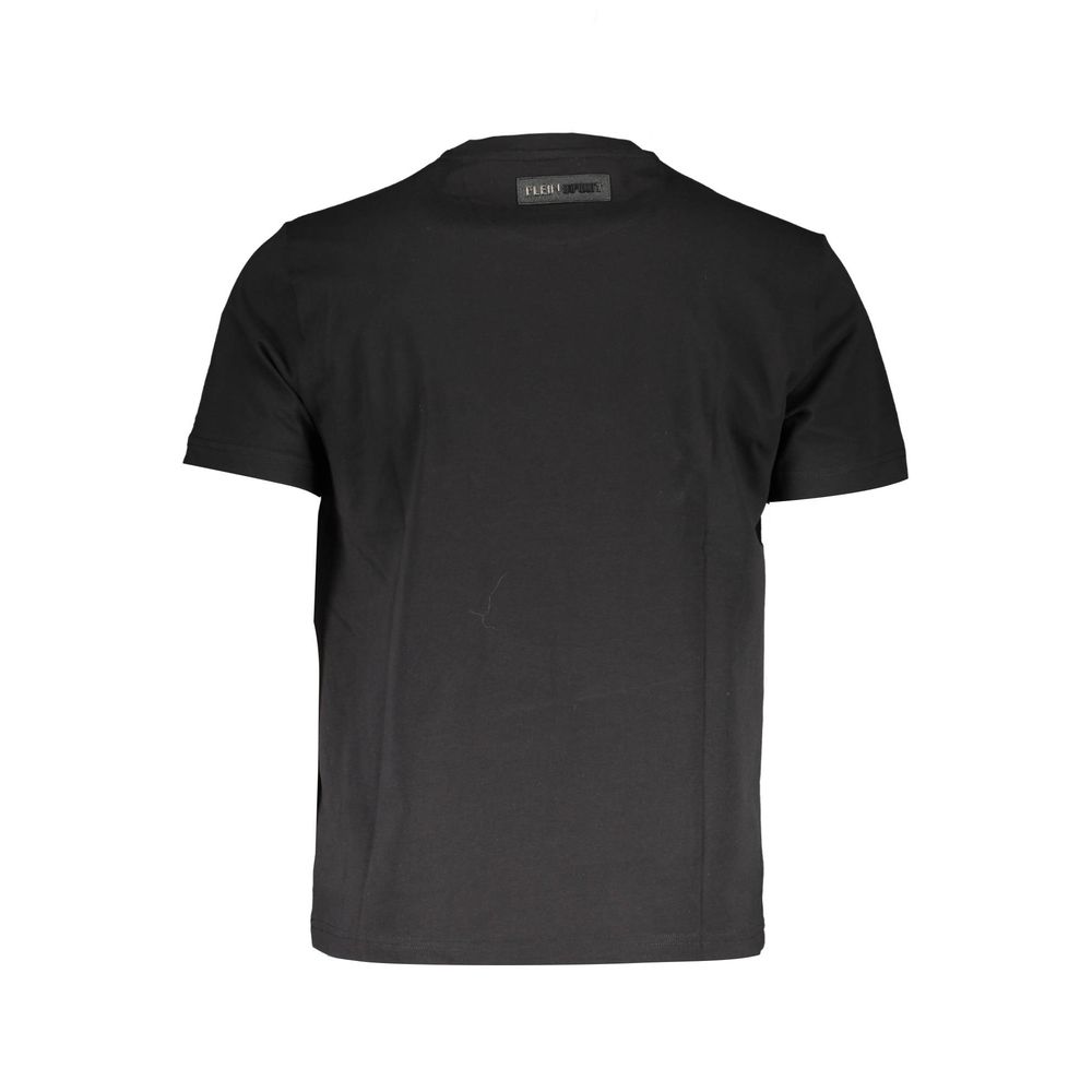 Back view of Plein Sport Black Cotton T-Shirt with short sleeves, crew neck, and logo print.
