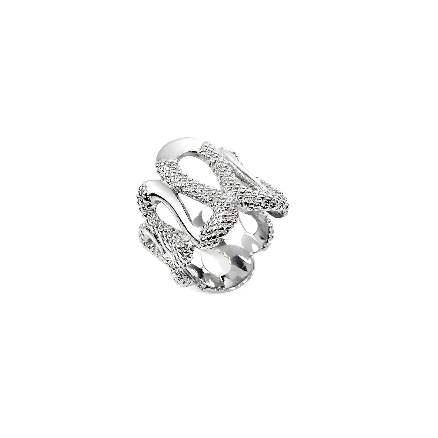 Silver ring from JUST CAVALLI JEWELS JEWELRY Mod. SCOU03012 collection featuring intricate design.