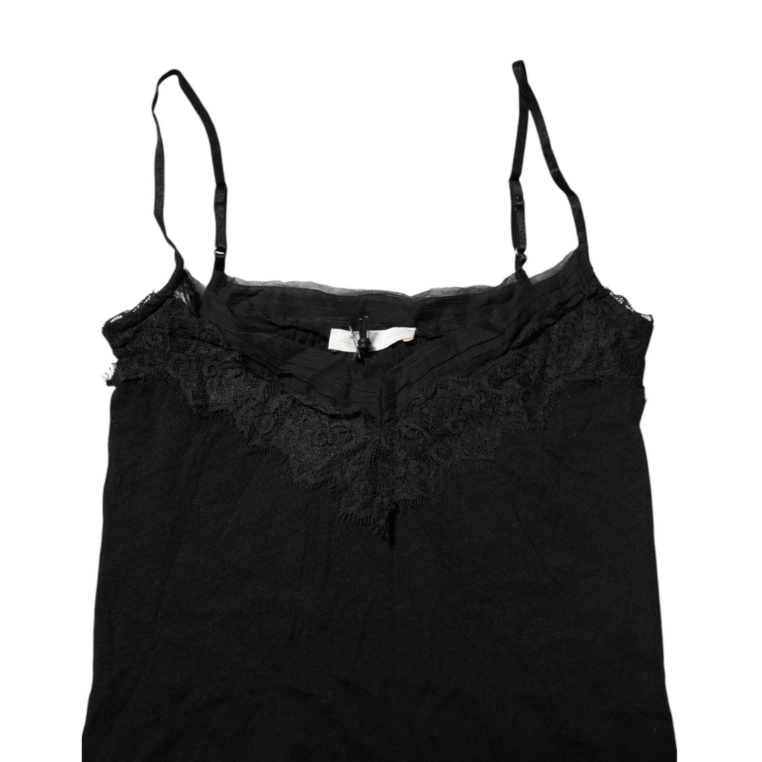 Scervino Street Black Wool Sleeveless Square Neck Tank Top