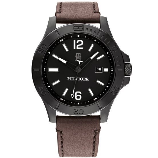 TOMMY HILFIGER Mod. 1710530 gent's watch with quartz movement, black dial, water resistant 5 ATM, mineral glass, 46mm case in official box.