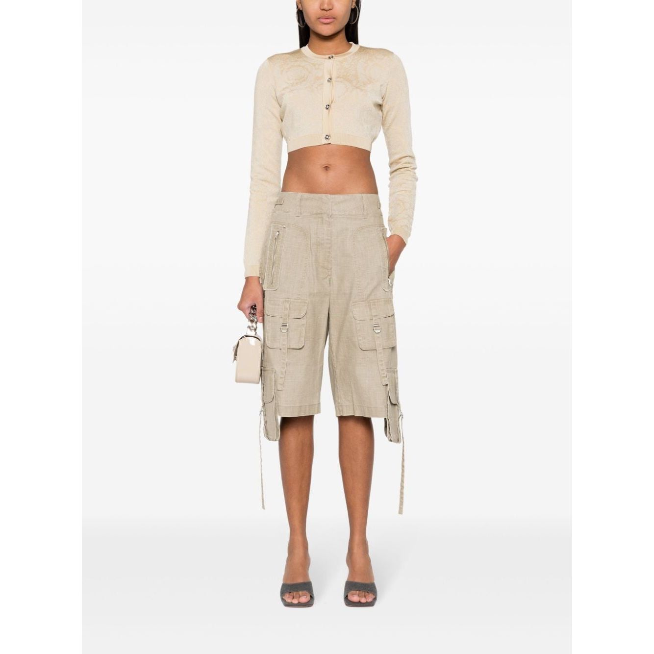 Versace Barocco lurex cropped cardigan Topwear