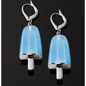 AMBROSINI JEWELS - ORECCHINI ARGENTO 925° ghiacciolo finitura bianca pietra azzurra medi (21x14 mm) WOMAN EARRING