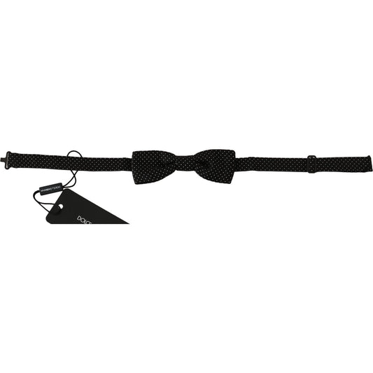 Dolce & Gabbana Black Polka Dots Silk Adjustable Neck Papillon Men Bow Tie Bow Tie