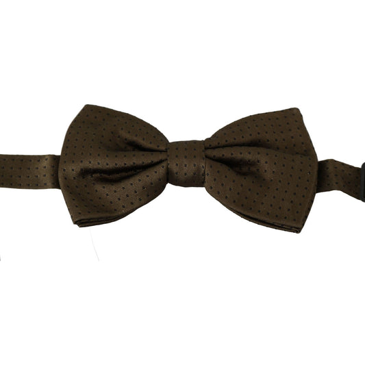 Dolce & Gabbana Brown Polka Dots Silk Adjustable Neck Papillon Men Bow Tie FT1047