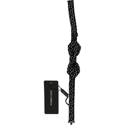 Dolce & Gabbana Black Polka Dots Silk Adjustable Neck Papillon Men Bow Tie Bow Tie