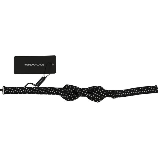 Dolce & Gabbana Black Polka Dots Silk Adjustable Neck Papillon Men Bow Tie Bow Tie