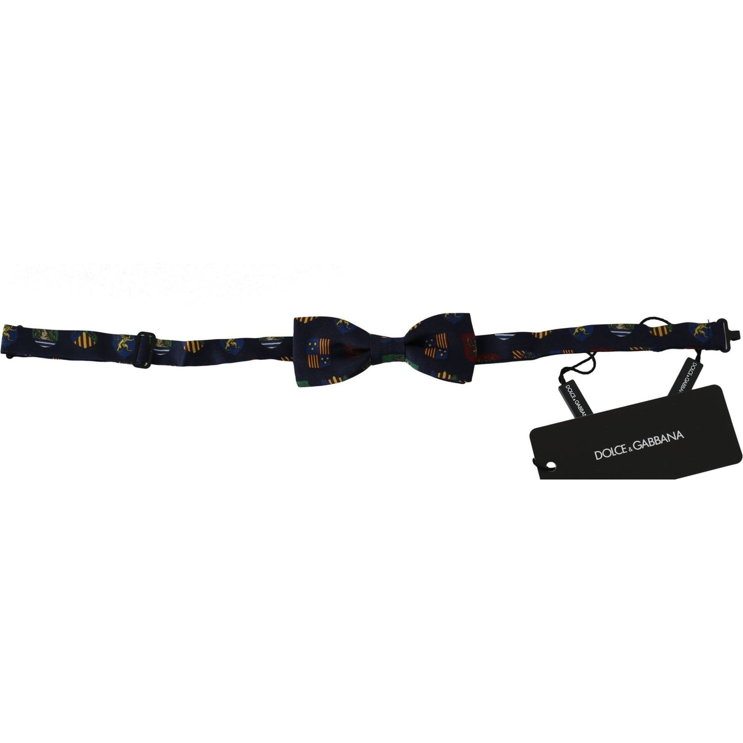 Dolce & Gabbana Blue Flags 100% Silk Adjustable Neck Papillon Men Bow Tie Bow Tie