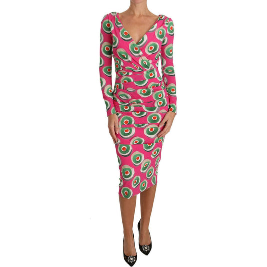Dolce & Gabbana Pink Silk Cup Cake Sheath Stretch Dress DR2016-36