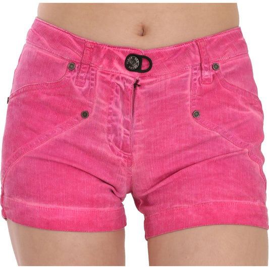 PLEIN SUD Pink Mid Waist Cotton Denim Mini Shorts PAN70247-38