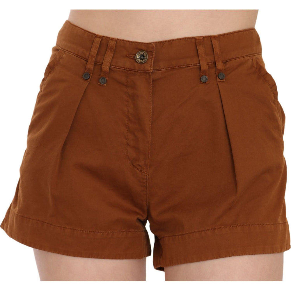 PLEIN SUD Brown Mid Waist Cotton Denim Mini Shorts PAN70250-38