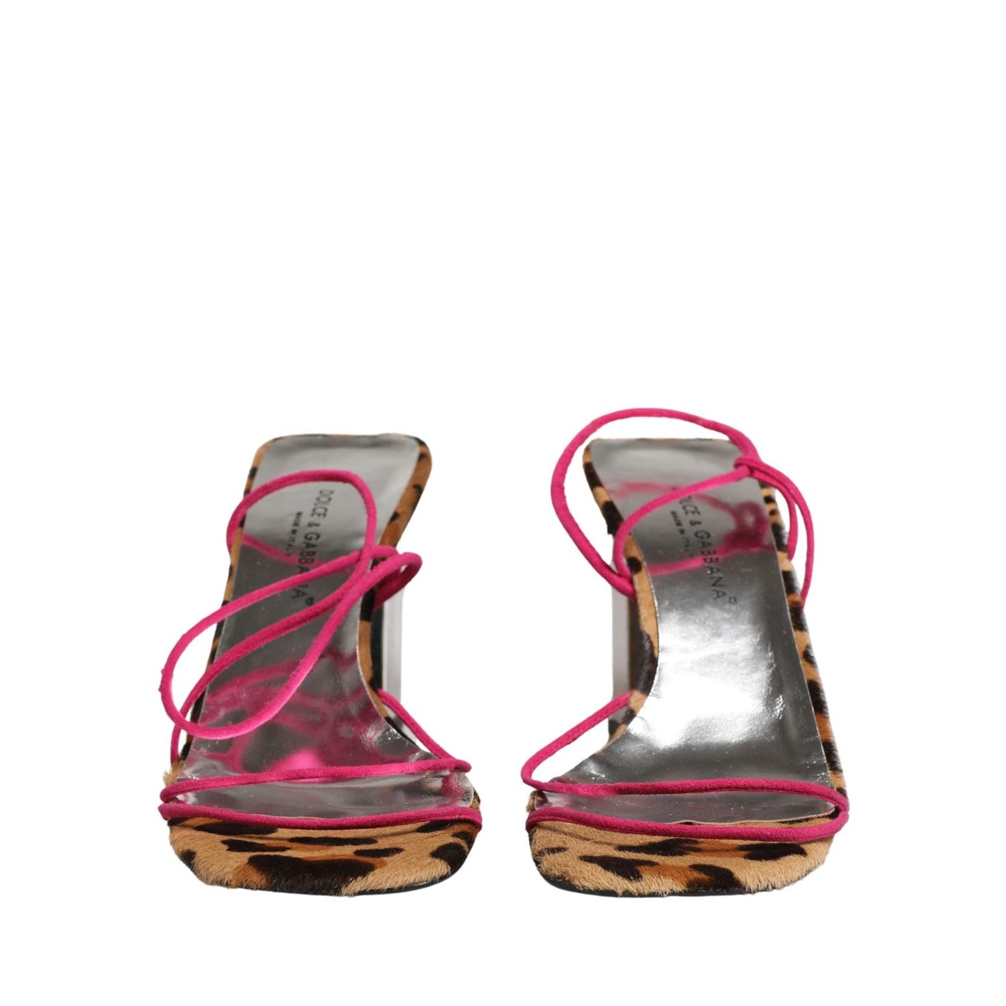 Dolce & Gabbana Multicolor Leather Block Heels Sandals Shoes