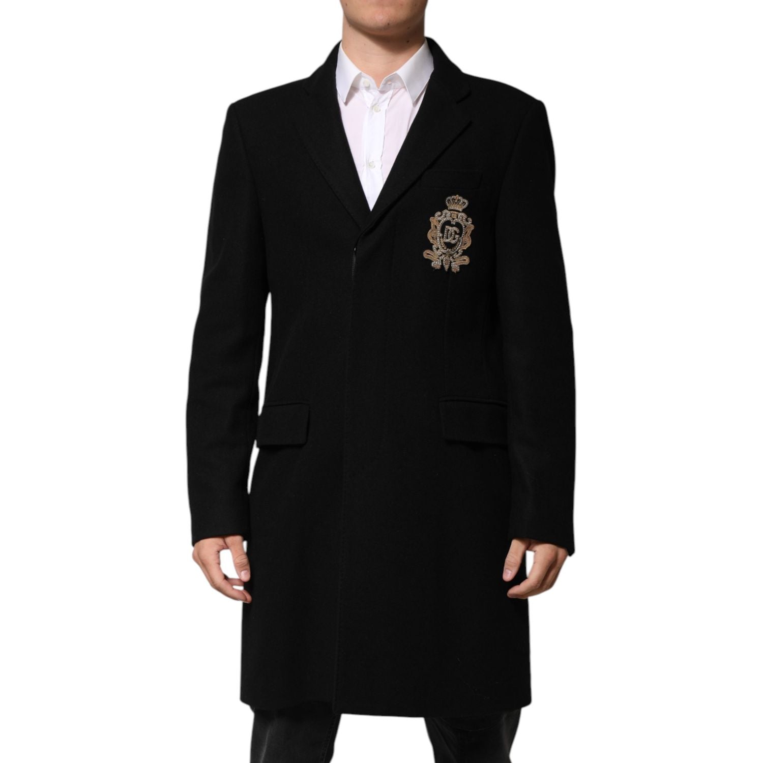 Dolce & Gabbana Black Heraldic Patch Single Breasted Jacket