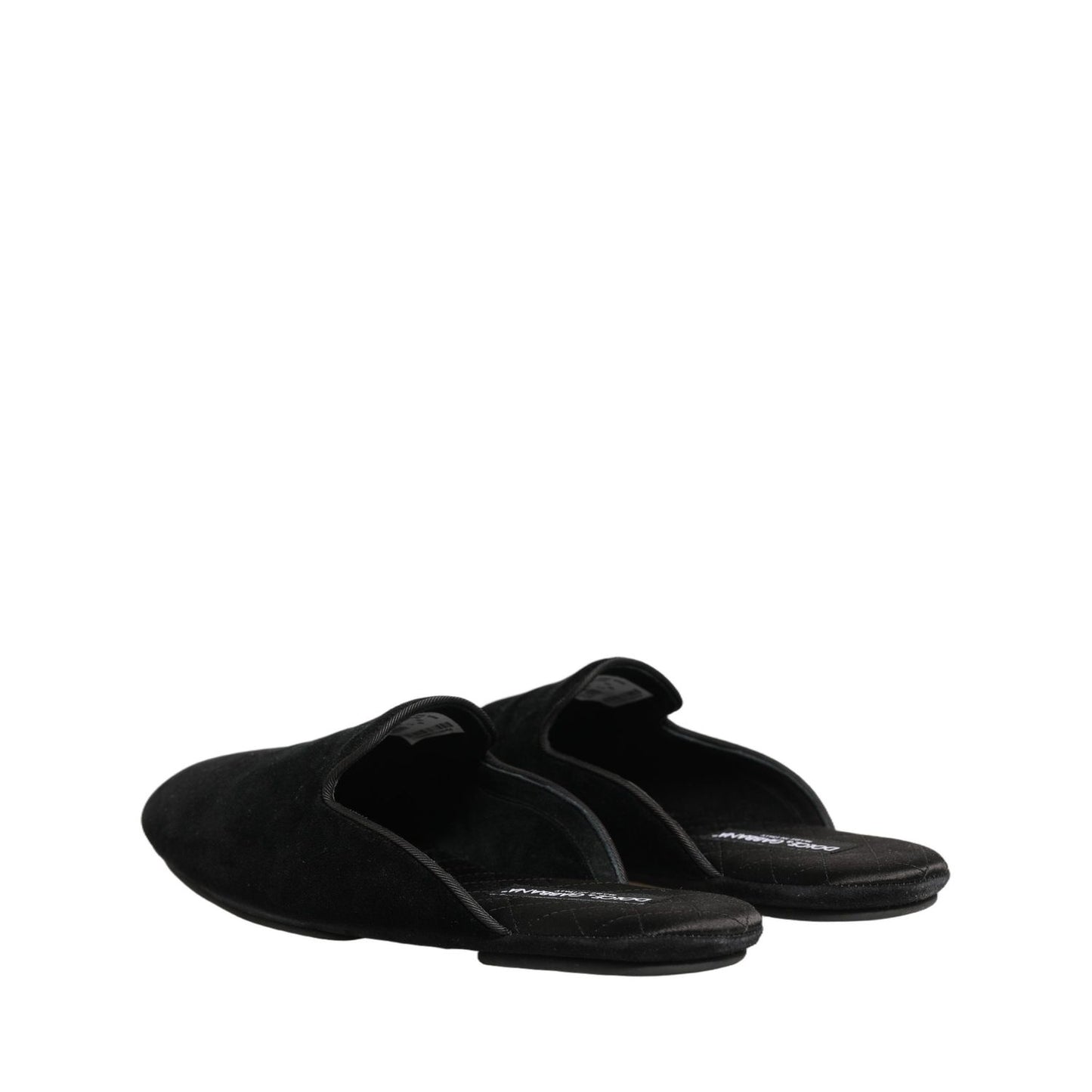 Dolce & Gabbana Black Suede Slides Flat Slipper Men Shoes