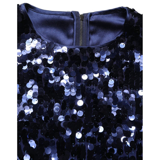 Dolce & Gabbana Blue Sequined Sleeveless Cropped Tank Top