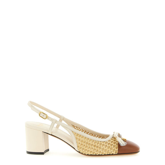 Valentino Garavani Beige Goatskin Mid Heel Pumps