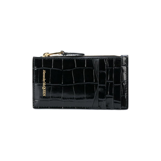 Alexander McQueen Skull zipped leather card case
