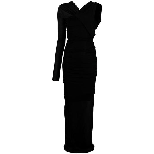 Saint Laurent semi-sheer one-sleeve long dress 734466Y76AJ1000