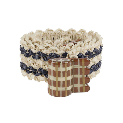 Exquisite J Striped raffia belt