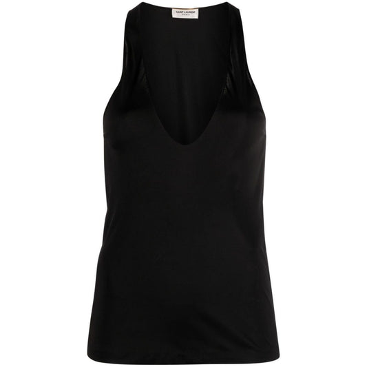 Saint Laurent plunging satin tank top 770861Y7F981000