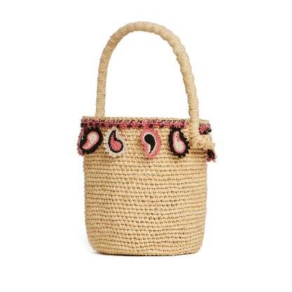 Alanui paisley-appliqué raffia basket bag Shoulder