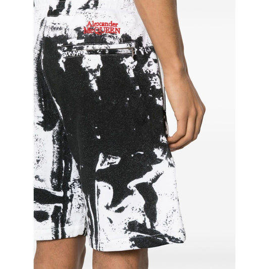 Alexander McQueen paint-splatter cotton shorts 781888QXAAW9080