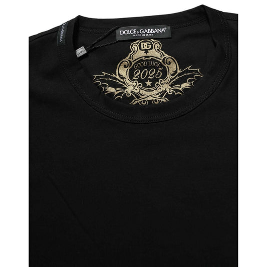 Dolce & Gabbana Black Cotton Crew Neck Short Sleeves T-shirt