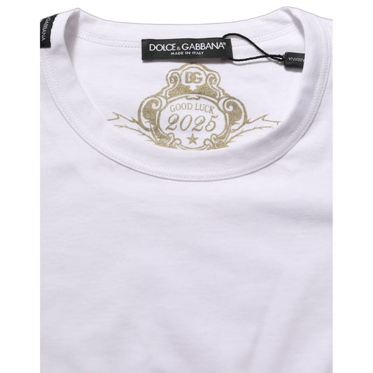 Dolce & Gabbana White Cotton Crew Neck Short Sleeves T-shirt