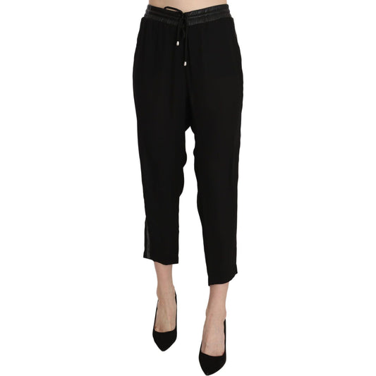 Guess Black Polyester High Waist Cropped Trousers Pants PAN70295-44