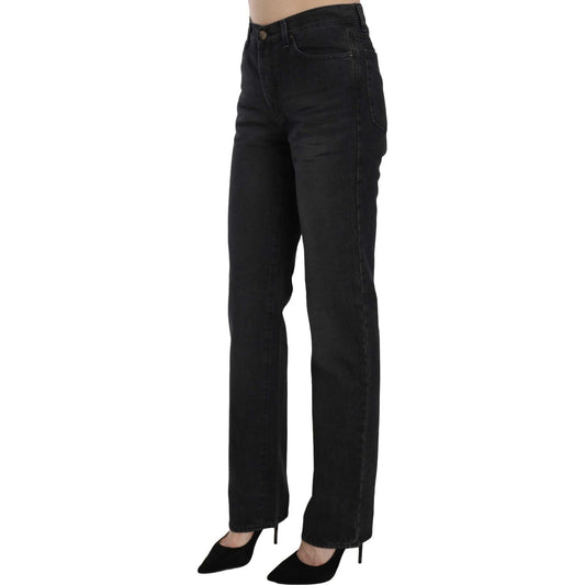 Just Cavalli Black Washed High Waist Straight Denim Pants Jeans PAN70334-30
