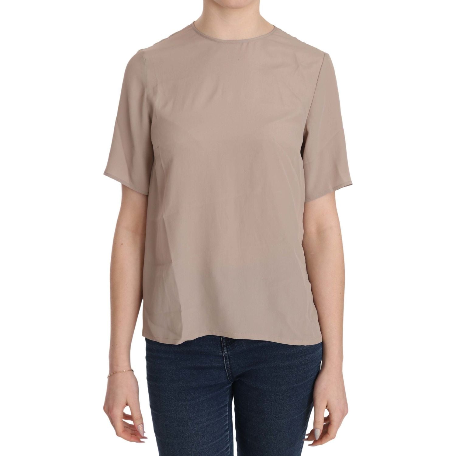 Dolce & Gabbana Beige Crew Neck Short Sleeve Blouse