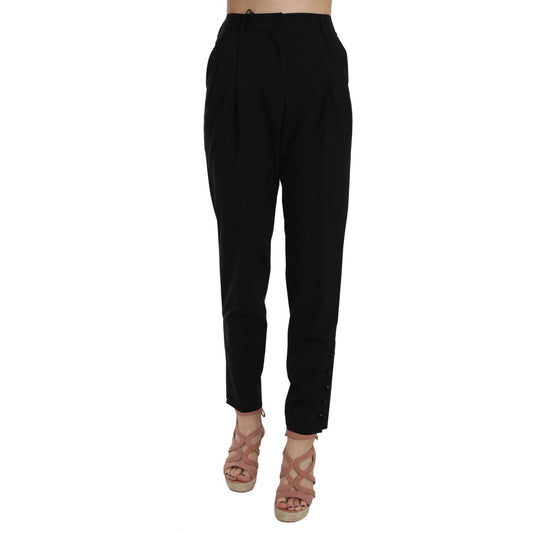 Dolce & Gabbana Black Button Pleated Tapered Trouser Pants PAN70033-36