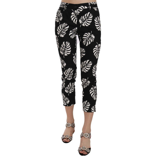 Dolce & Gabbana Black Palm Leaf Print Skinny Pants PAN70046-38