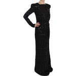 John Richmond Black Silk Full Length Sequined Gown Dress DR1670-40