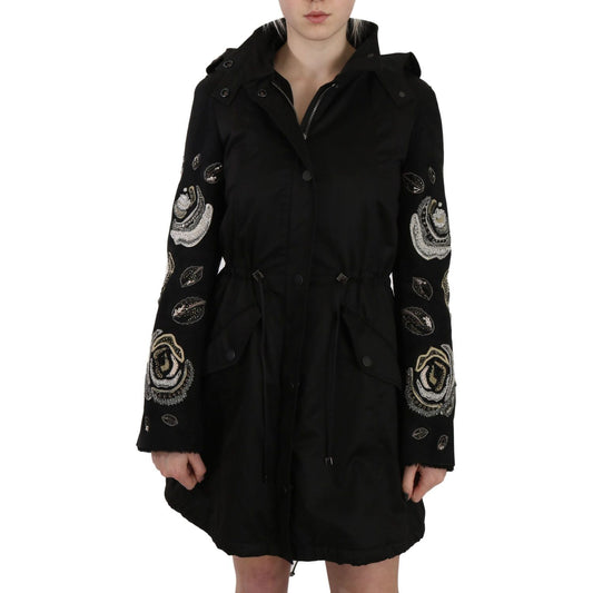John Richmond Floral Sequined Beaded Hooded Jacket Coat JKT2341-40