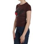 Exte Brown Hearts Short Sleeve Casual T-shirt Top TSH3909-38