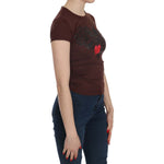 Exte Brown Hearts Short Sleeve Casual T-shirt Top TSH3909-38