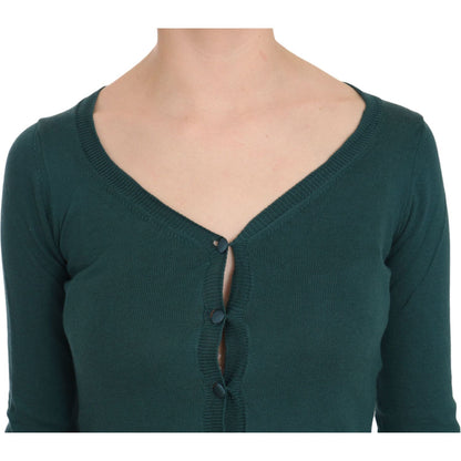 PINK MEMORIES Blue Green Cotton 3/4 Sleeve Cardigan Top Blouse