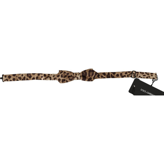 Dolce & Gabbana Brown Leopard Silk Adjustable Neck Papillon Men Bow Tie FT2006