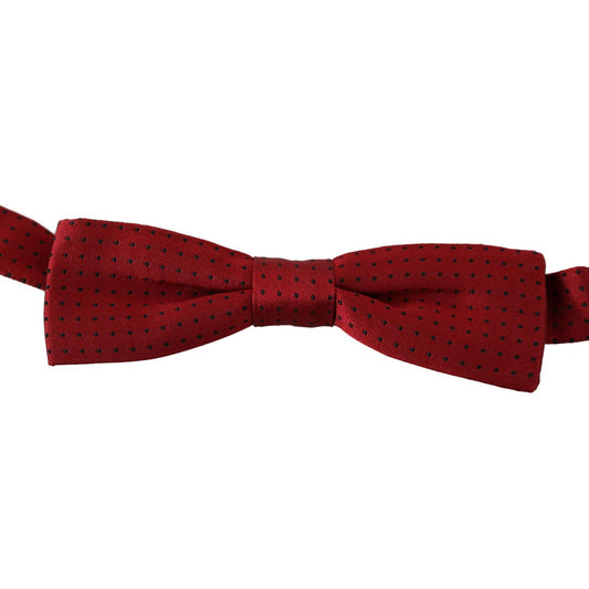 Dolce & Gabbana Red Dotted Silk Adjustable Neck Papillon Bow Tie FT2014