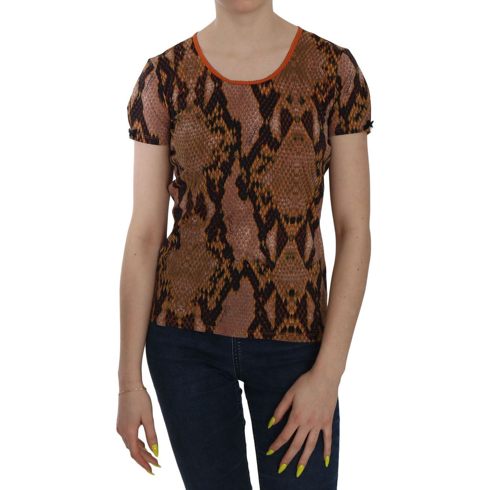 Just Cavalli Snake Skin Print Short Sleeve Top T-shirt TSH3765-44